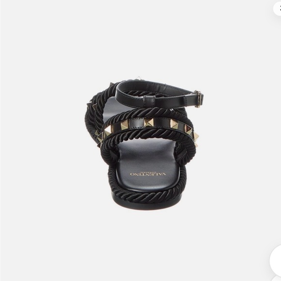 NIB Valentino Garavani Women's Rockstud Espadrille Black Sandals size 9 - Picture 4 of 11